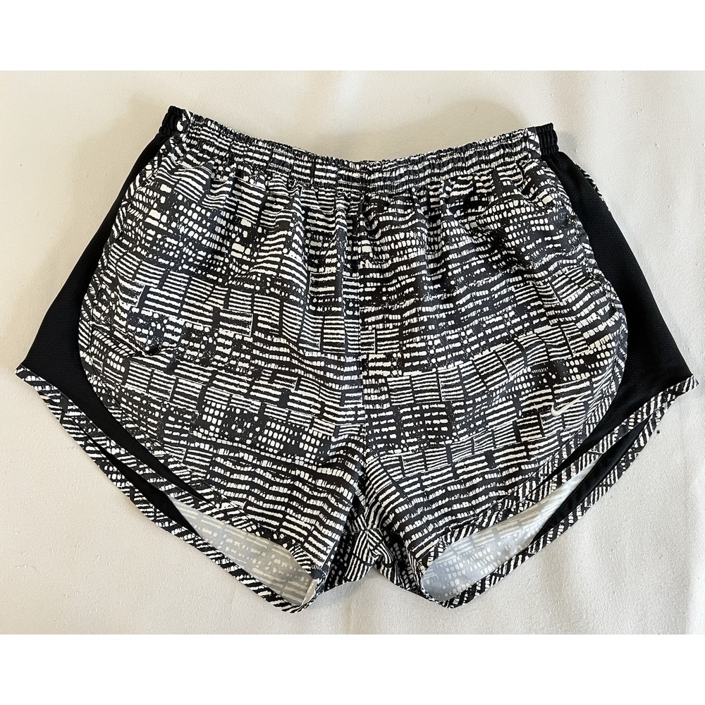 Nike Dry Fit Athletic Shorts Women's Sz Médium Black White Gym Running